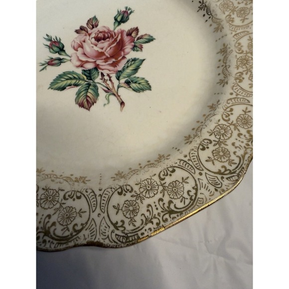 Vintage Dominion Briar Rose Dinner Plate Gold Filigree Elegant Fine China 10.5" - Picture 2 of 9